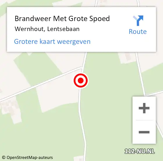 Locatie op kaart van de 112 melding: Brandweer Met Grote Spoed Naar Wernhout, Lentsebaan op 13 september 2014 15:36