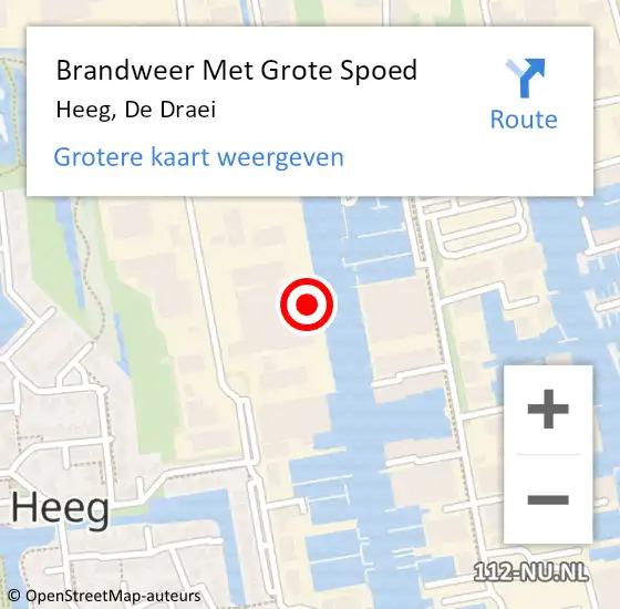 Locatie op kaart van de 112 melding: Brandweer Met Grote Spoed Naar Heeg, De Draei op 1 november 2023 12:28