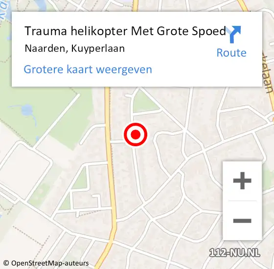 Locatie op kaart van de 112 melding: Trauma helikopter Met Grote Spoed Naar Naarden, Kuyperlaan op 1 november 2023 12:29