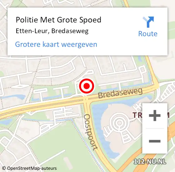 Locatie op kaart van de 112 melding: Politie Met Grote Spoed Naar Etten-Leur, Bredaseweg op 1 november 2023 12:44