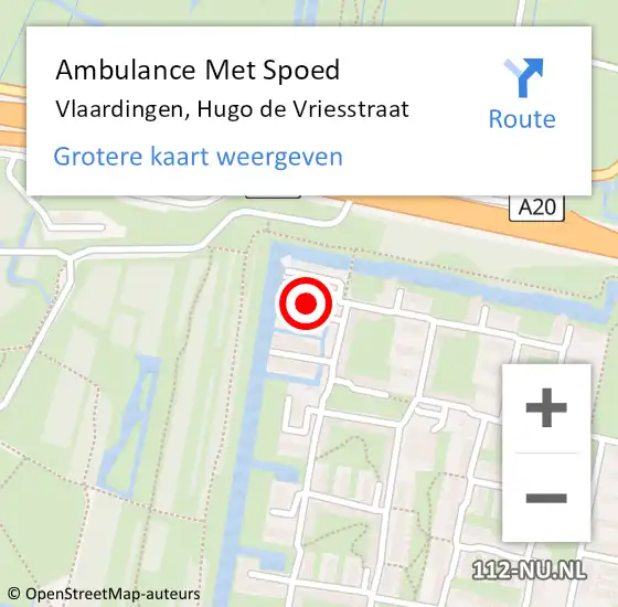 Locatie op kaart van de 112 melding: Ambulance Met Spoed Naar Vlaardingen, Hugo de Vriesstraat op 1 november 2023 12:49