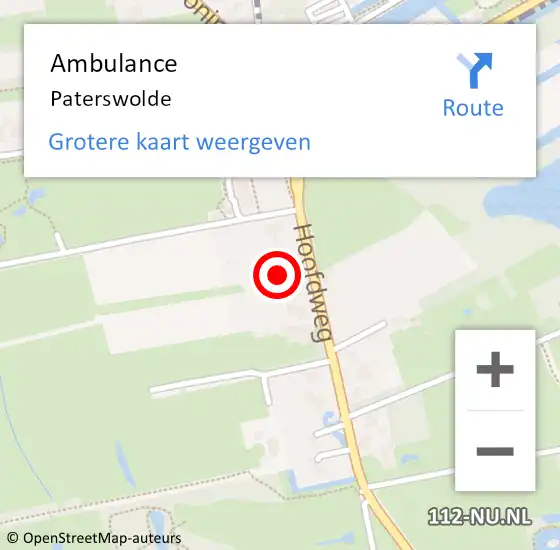 Locatie op kaart van de 112 melding: Ambulance Paterswolde op 1 november 2023 12:53