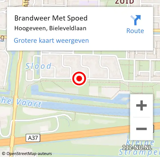 Locatie op kaart van de 112 melding: Brandweer Met Spoed Naar Hoogeveen, Bieleveldlaan op 13 september 2014 15:46