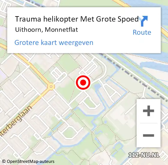 Locatie op kaart van de 112 melding: Trauma helikopter Met Grote Spoed Naar Uithoorn, Monnetflat op 1 november 2023 13:05