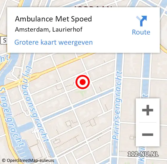 Locatie op kaart van de 112 melding: Ambulance Met Spoed Naar Amsterdam, Laurierhof op 1 november 2023 13:17
