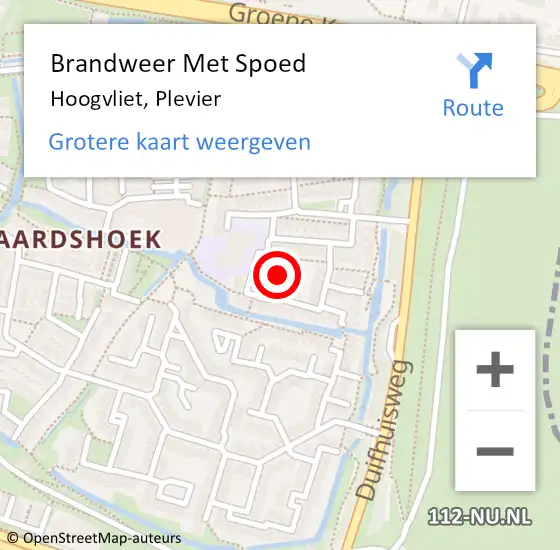 Locatie op kaart van de 112 melding: Brandweer Met Spoed Naar Hoogvliet, Plevier op 1 november 2023 13:34