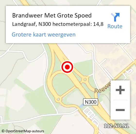 Locatie op kaart van de 112 melding: Brandweer Met Grote Spoed Naar Landgraaf, N300 hectometerpaal: 14,8 op 1 november 2023 13:37