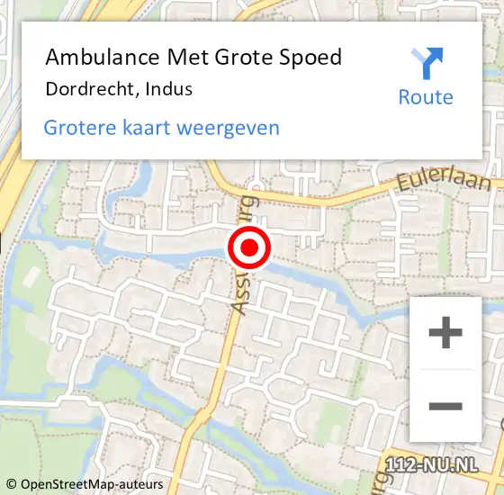 Locatie op kaart van de 112 melding: Ambulance Met Grote Spoed Naar Dordrecht, Indus op 1 november 2023 13:55