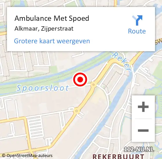 Locatie op kaart van de 112 melding: Ambulance Met Spoed Naar Alkmaar, Zijperstraat op 1 november 2023 14:08