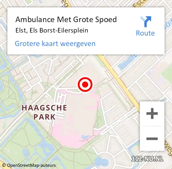 Locatie op kaart van de 112 melding: Ambulance Met Grote Spoed Naar Elst, Els Borst-Eilersplein op 1 november 2023 14:12