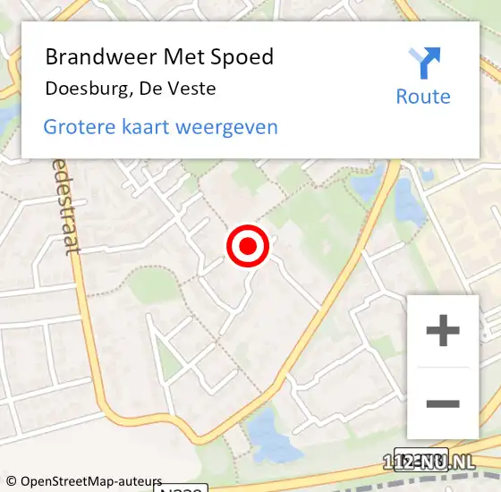 Locatie op kaart van de 112 melding: Brandweer Met Spoed Naar Doesburg, De Veste op 1 november 2023 14:14