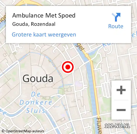 Locatie op kaart van de 112 melding: Ambulance Met Spoed Naar Gouda, Rozendaal op 1 november 2023 14:15