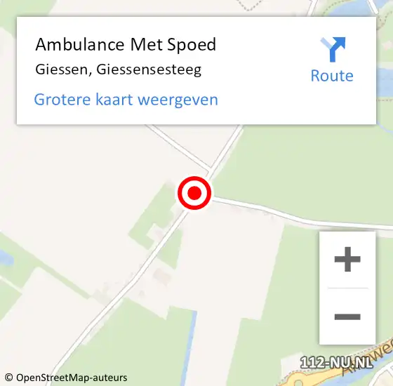 Locatie op kaart van de 112 melding: Ambulance Met Spoed Naar Giessen, Giessensesteeg op 13 september 2014 15:54