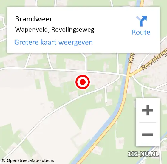 Locatie op kaart van de 112 melding: Brandweer Wapenveld, Revelingseweg op 1 november 2023 14:34