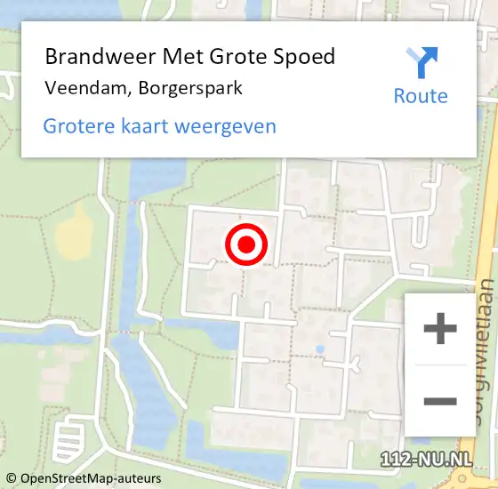 Locatie op kaart van de 112 melding: Brandweer Met Grote Spoed Naar Veendam, Borgerspark op 1 november 2023 15:01
