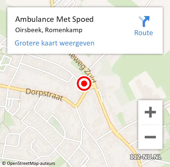 Locatie op kaart van de 112 melding: Ambulance Met Spoed Naar Oirsbeek, Romenkamp op 13 september 2014 15:59