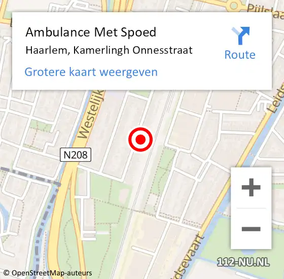 Locatie op kaart van de 112 melding: Ambulance Met Spoed Naar Haarlem, Kamerlingh Onnesstraat op 1 november 2023 15:07