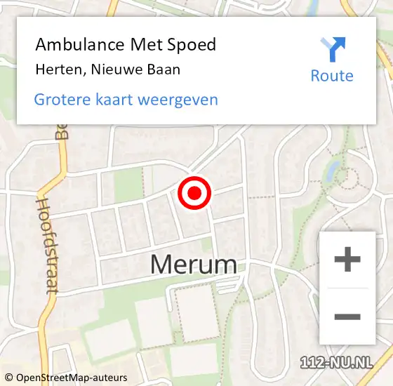 Locatie op kaart van de 112 melding: Ambulance Met Spoed Naar Herten, Nieuwe Baan op 1 november 2023 15:13