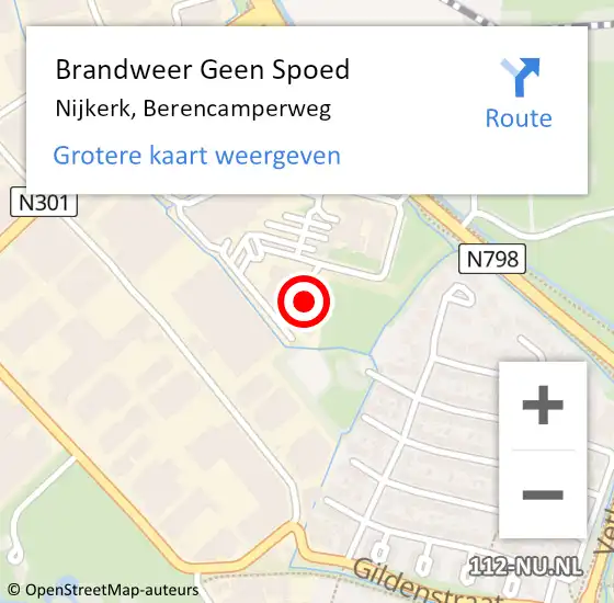 Locatie op kaart van de 112 melding: Brandweer Geen Spoed Naar Nijkerk, Berencamperweg op 1 november 2023 15:37