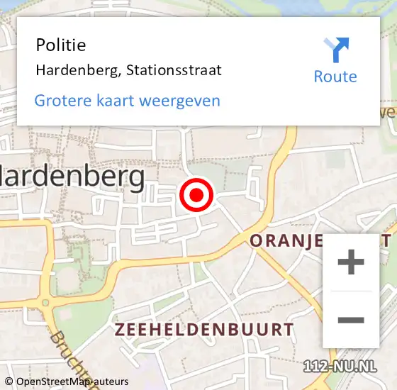 Locatie op kaart van de 112 melding: Politie Hardenberg, Stationsstraat op 1 november 2023 16:08