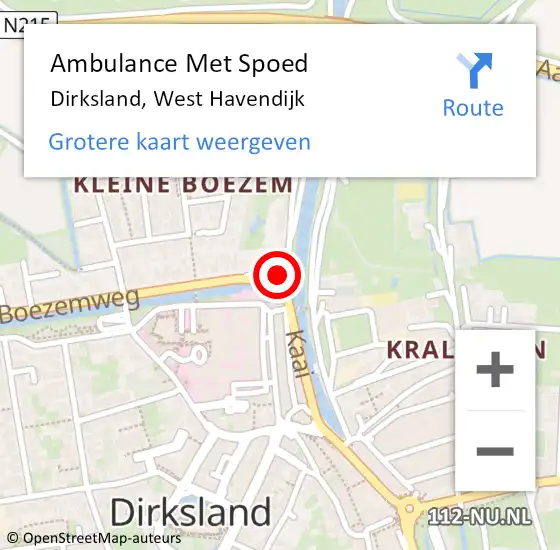 Locatie op kaart van de 112 melding: Ambulance Met Spoed Naar Dirksland, West Havendijk op 1 november 2023 16:12