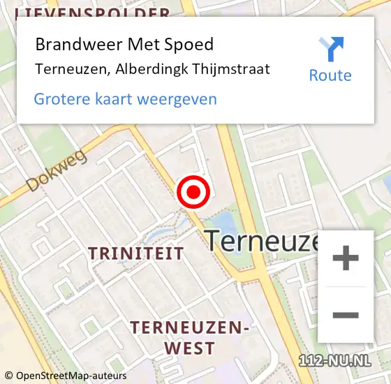 Locatie op kaart van de 112 melding: Brandweer Met Spoed Naar Terneuzen, Alberdingk Thijmstraat op 1 november 2023 16:19