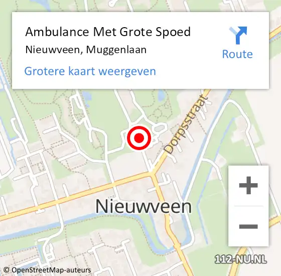 Locatie op kaart van de 112 melding: Ambulance Met Grote Spoed Naar Nieuwveen, Muggenlaan op 1 november 2023 16:45