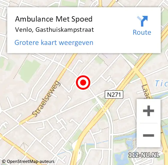 Locatie op kaart van de 112 melding: Ambulance Met Spoed Naar Venlo, Gasthuiskampstraat op 13 september 2014 16:07