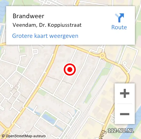 Locatie op kaart van de 112 melding: Brandweer Veendam, Dr. Koppiusstraat op 1 november 2023 16:52