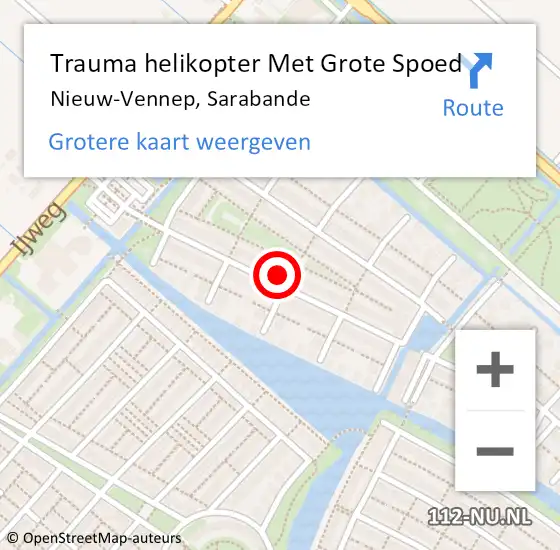 Locatie op kaart van de 112 melding: Trauma helikopter Met Grote Spoed Naar Nieuw-Vennep, Sarabande op 1 november 2023 16:59