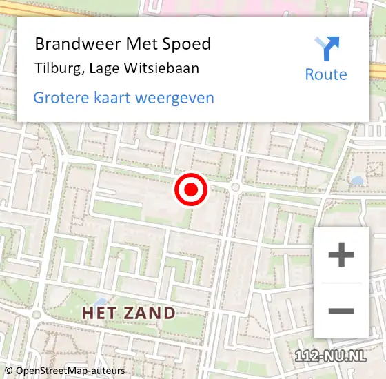 Locatie op kaart van de 112 melding: Brandweer Met Spoed Naar Tilburg, Lage Witsiebaan op 1 november 2023 17:11
