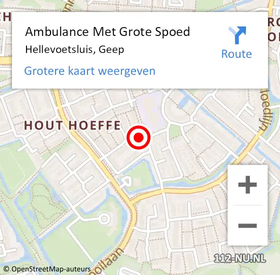 Locatie op kaart van de 112 melding: Ambulance Met Grote Spoed Naar Hellevoetsluis, Geep op 1 november 2023 17:17