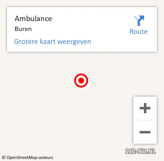 Locatie op kaart van de 112 melding: Ambulance Buren op 13 september 2014 16:11