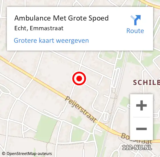 Locatie op kaart van de 112 melding: Ambulance Met Grote Spoed Naar Echt, Emmastraat op 1 november 2023 17:57