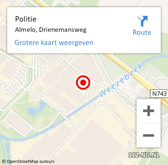 Locatie op kaart van de 112 melding: Politie Almelo, Drienemansweg op 1 november 2023 18:06