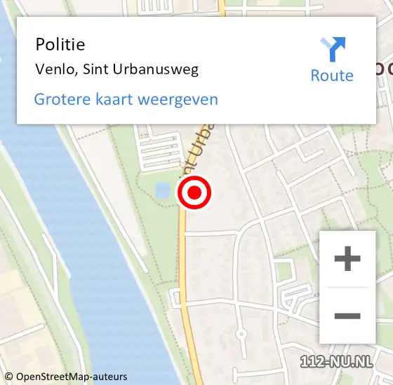 Locatie op kaart van de 112 melding: Politie Venlo, Sint Urbanusweg op 1 november 2023 18:17