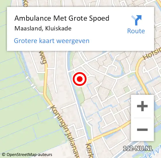 Locatie op kaart van de 112 melding: Ambulance Met Grote Spoed Naar Maasland, Kluiskade op 1 november 2023 18:20