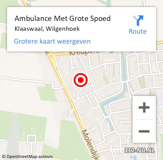 Locatie op kaart van de 112 melding: Ambulance Met Grote Spoed Naar Klaaswaal, Wilgenhoek op 1 november 2023 18:21