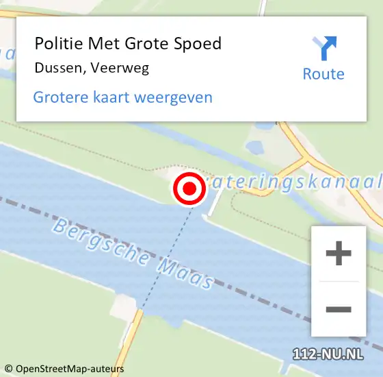Locatie op kaart van de 112 melding: Politie Met Grote Spoed Naar Dussen, Veerweg op 1 november 2023 18:29