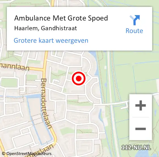 Locatie op kaart van de 112 melding: Ambulance Met Grote Spoed Naar Haarlem, Gandhistraat op 1 november 2023 18:30