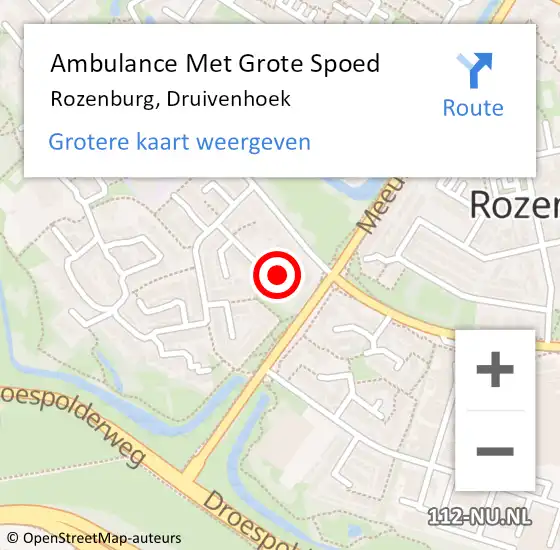 Locatie op kaart van de 112 melding: Ambulance Met Grote Spoed Naar Rozenburg, Druivenhoek op 1 november 2023 18:37