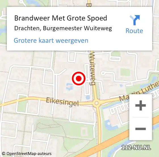 Locatie op kaart van de 112 melding: Brandweer Met Grote Spoed Naar Drachten, Burgemeester Wuiteweg op 1 november 2023 18:50