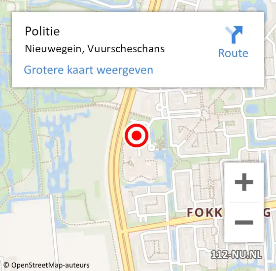 Locatie op kaart van de 112 melding: Politie Nieuwegein, Vuurscheschans op 1 november 2023 19:13