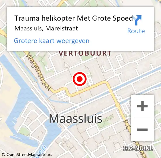 Locatie op kaart van de 112 melding: Trauma helikopter Met Grote Spoed Naar Maassluis, Marelstraat op 1 november 2023 19:15