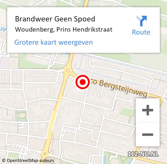 Locatie op kaart van de 112 melding: Brandweer Geen Spoed Naar Woudenberg, Prins Hendrikstraat op 1 november 2023 19:16