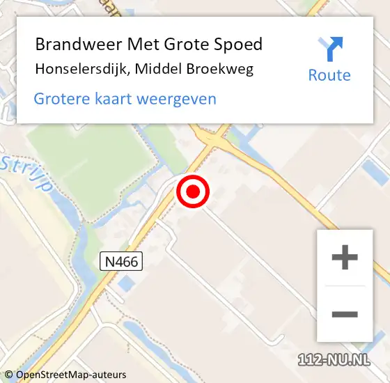 Locatie op kaart van de 112 melding: Brandweer Met Grote Spoed Naar Honselersdijk, Middel Broekweg op 1 november 2023 19:23