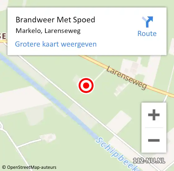 Locatie op kaart van de 112 melding: Brandweer Met Spoed Naar Markelo, Larenseweg op 1 november 2023 19:26