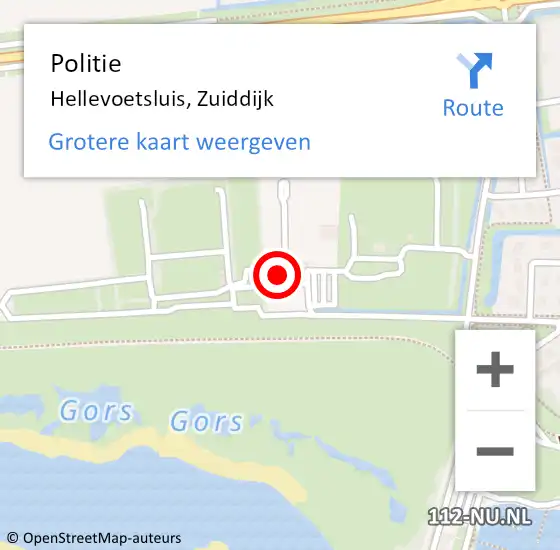 Locatie op kaart van de 112 melding: Politie Hellevoetsluis, Zuiddijk op 1 november 2023 19:27