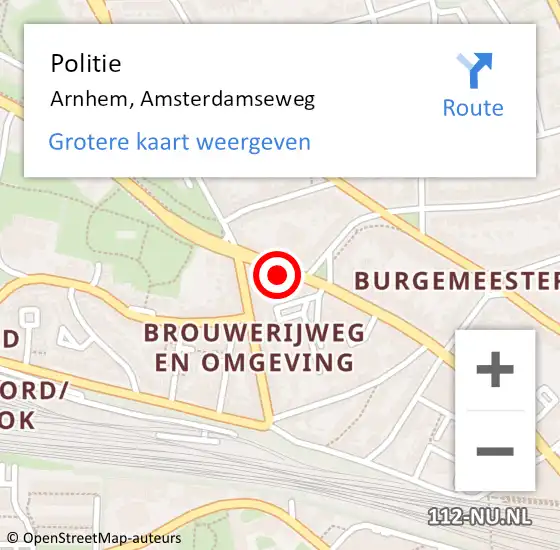 Locatie op kaart van de 112 melding: Politie Arnhem, Amsterdamseweg op 1 november 2023 19:47