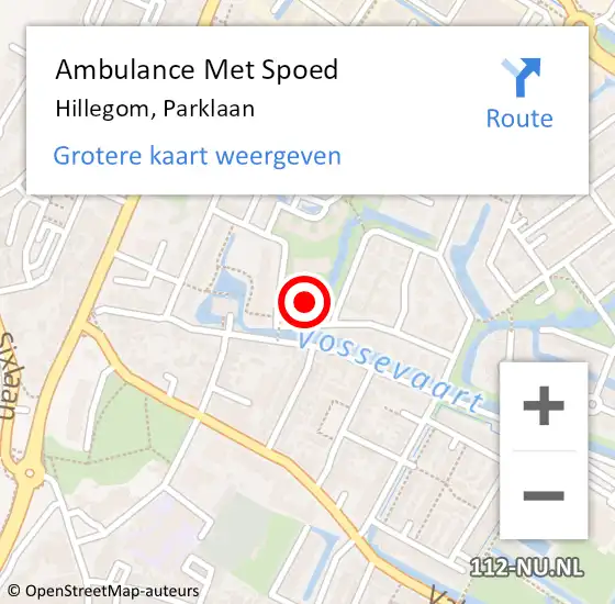 Locatie op kaart van de 112 melding: Ambulance Met Spoed Naar Hillegom, Parklaan op 1 november 2023 20:07
